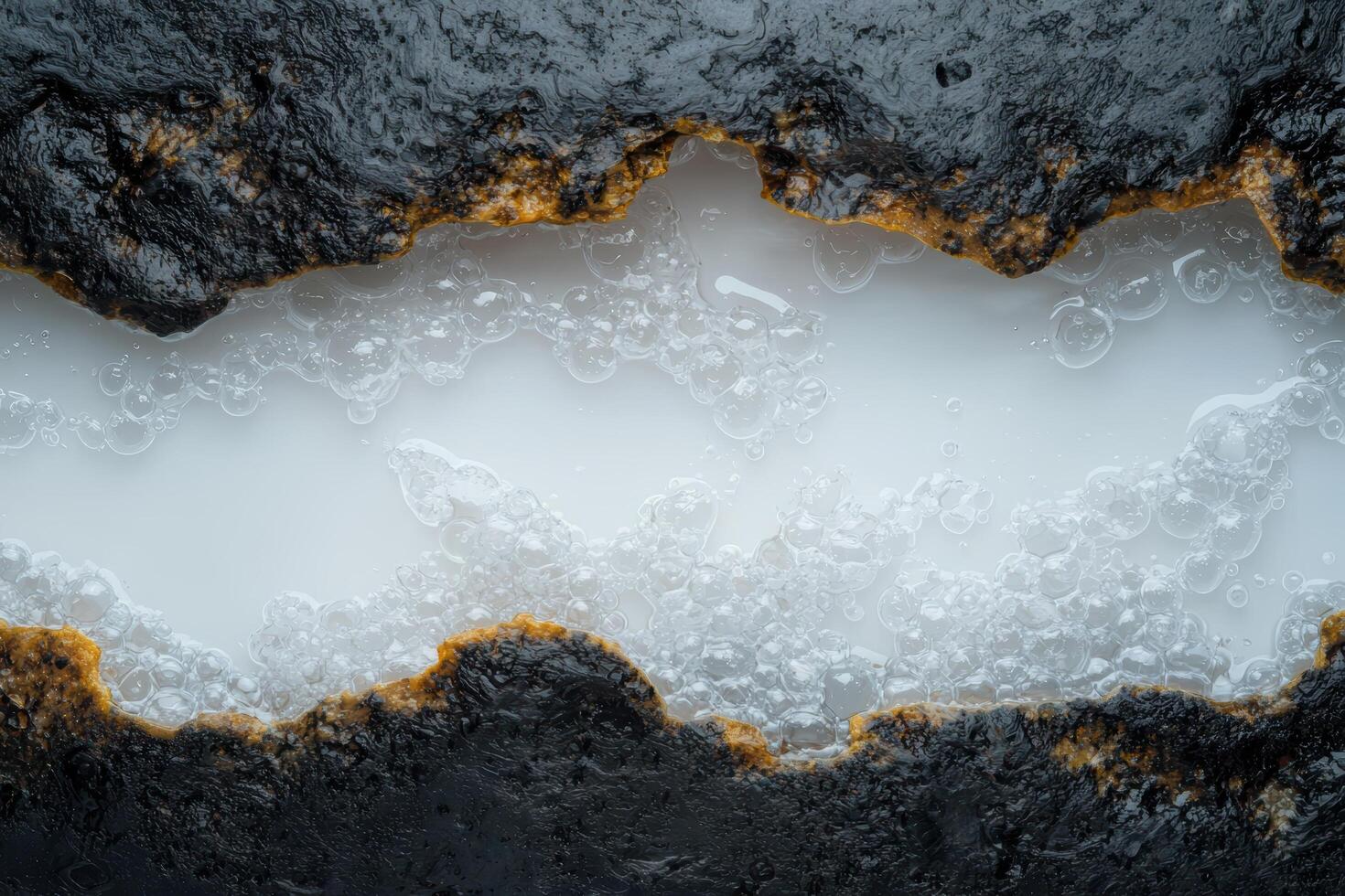 Abstract background with dark rocks and bubbles photo