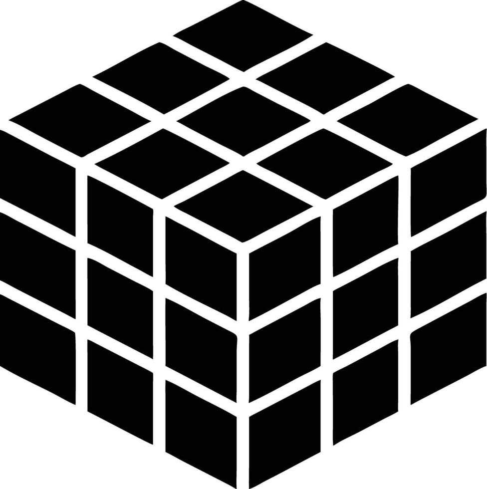 Rubik cube silhouette geometric puzzle 3d shape. vector