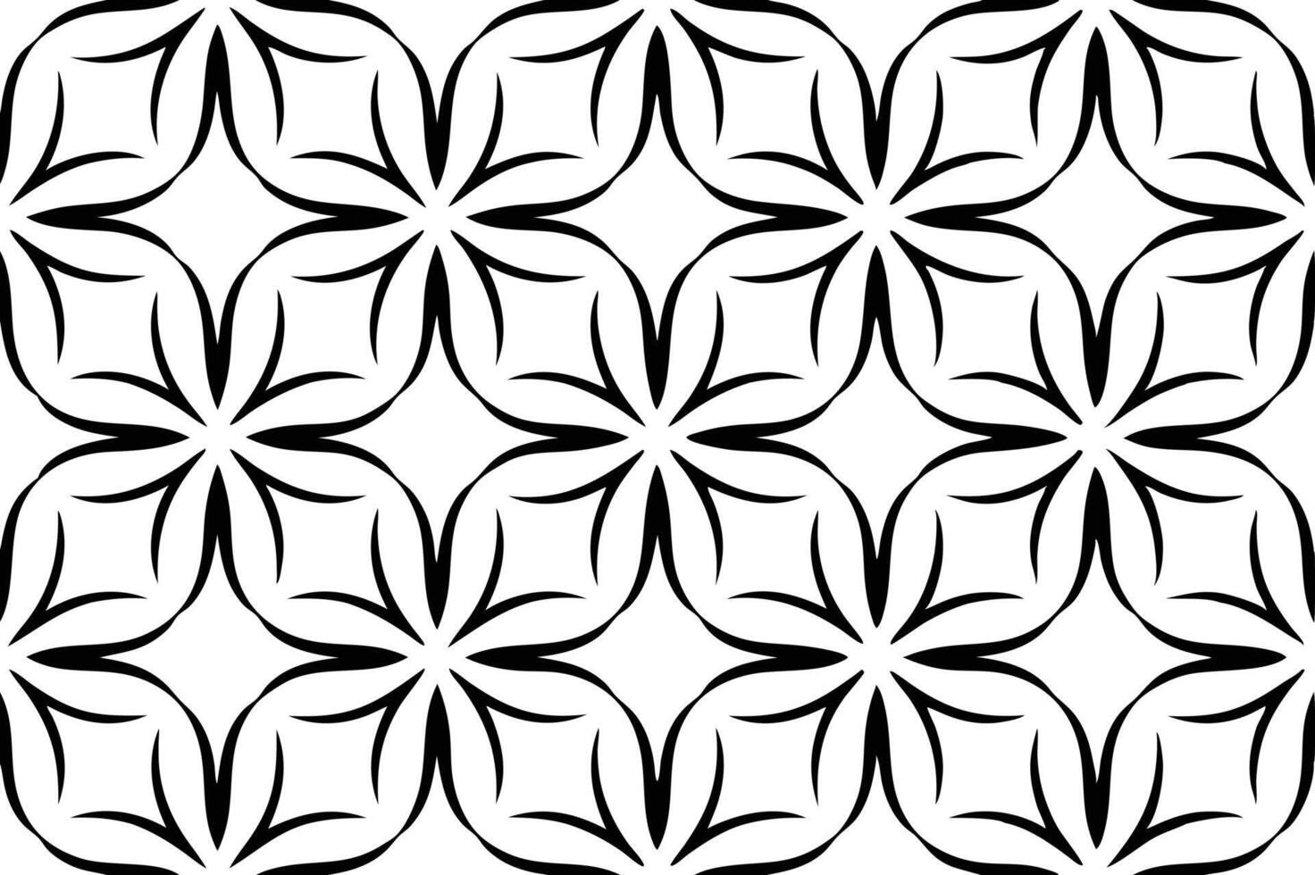 Geometric abstract floral pattern black shape illustration. Black and white seamless abstract pattern. vector