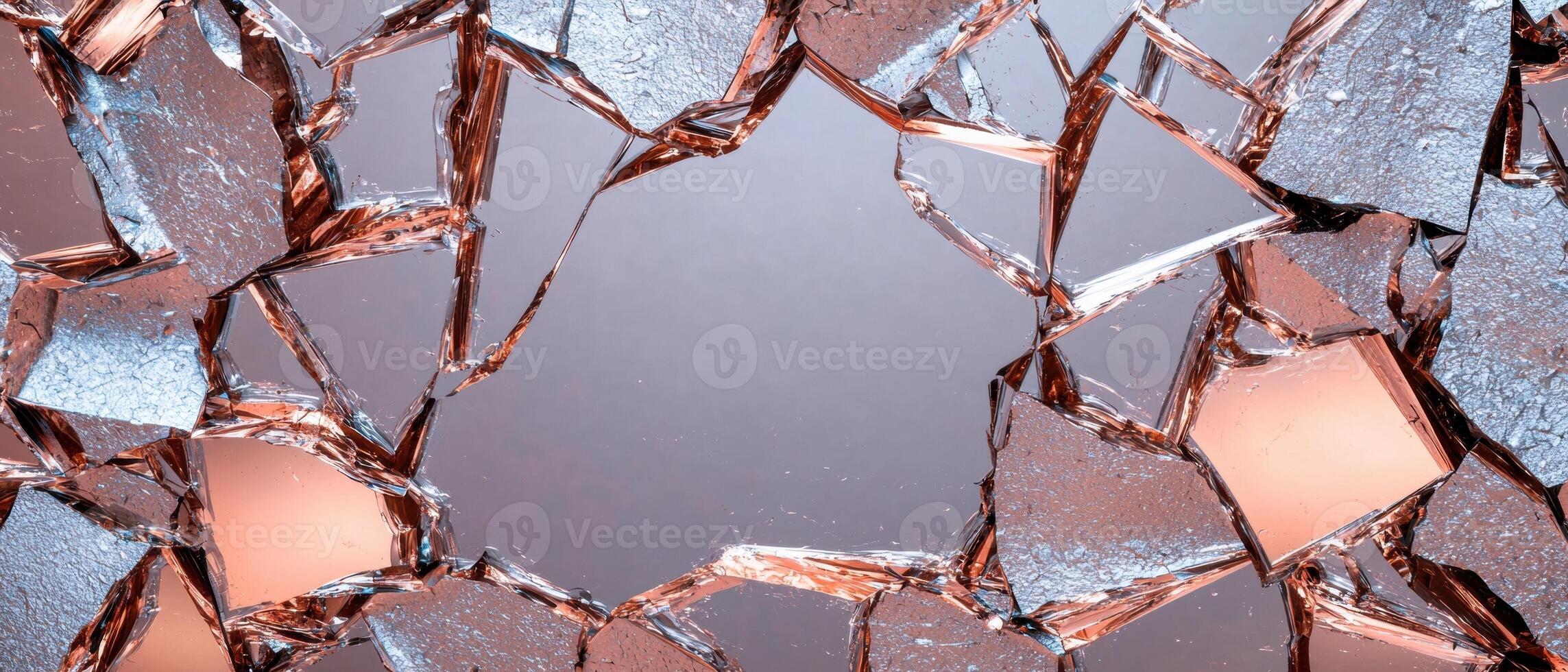 Abstract shattered glass background with a hole in the middle photo