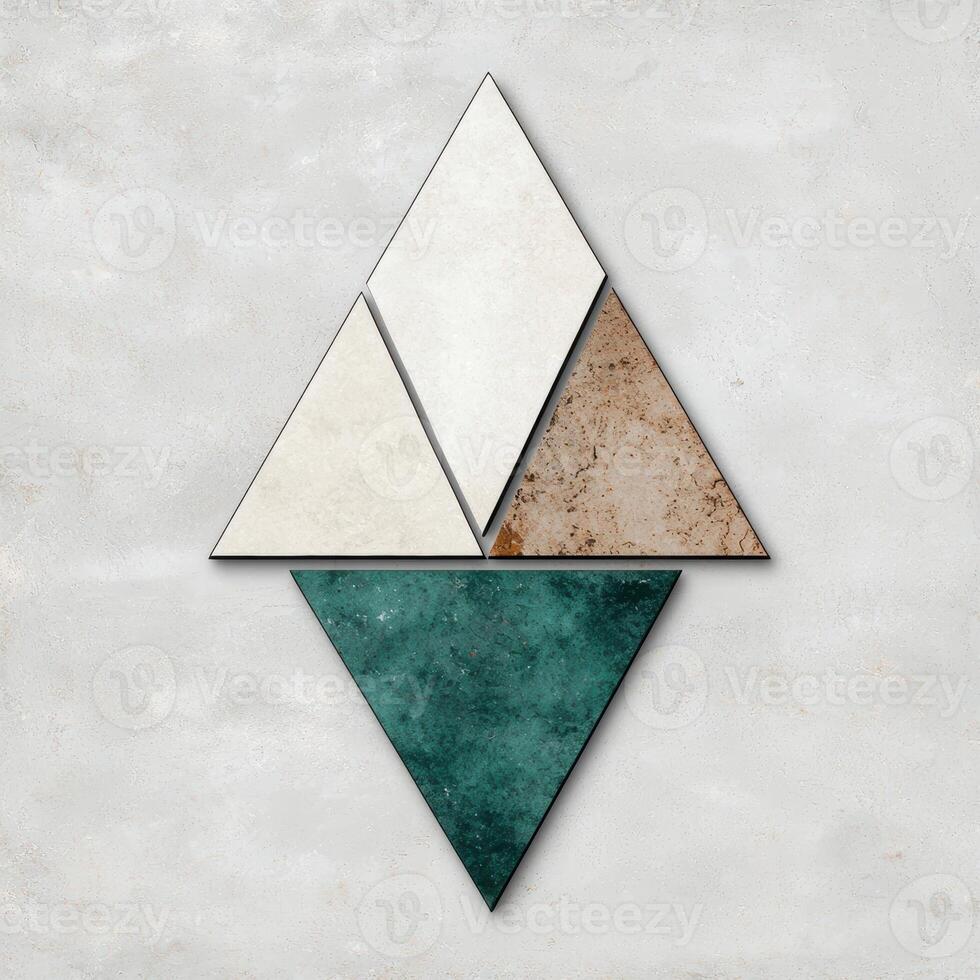 Abstract geometric design with triangles on textured background photo