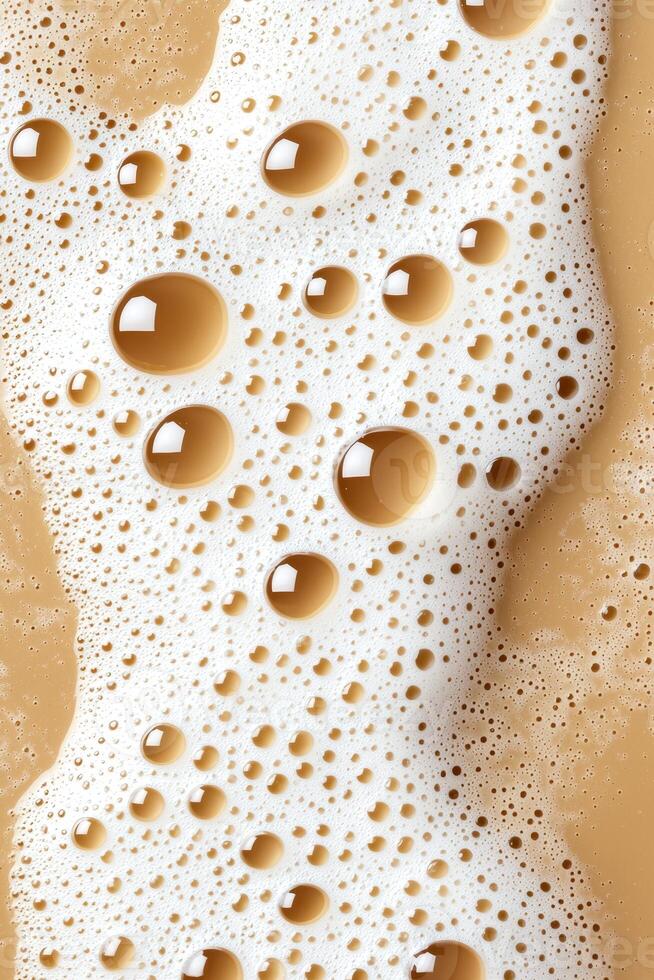 Close up of coffee with milk froth and bubbles photo