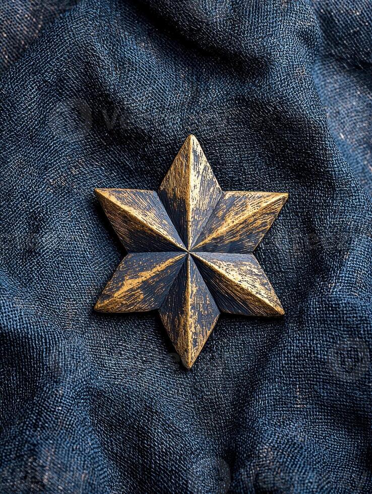 A six pointed star on a textured blue background photo