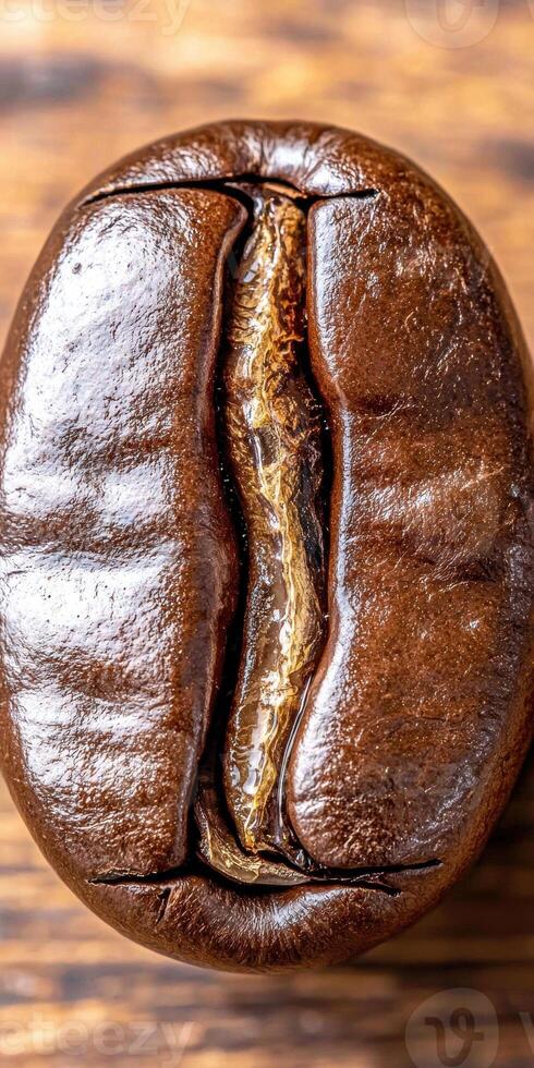 Close up of a roasted coffee bean. photo