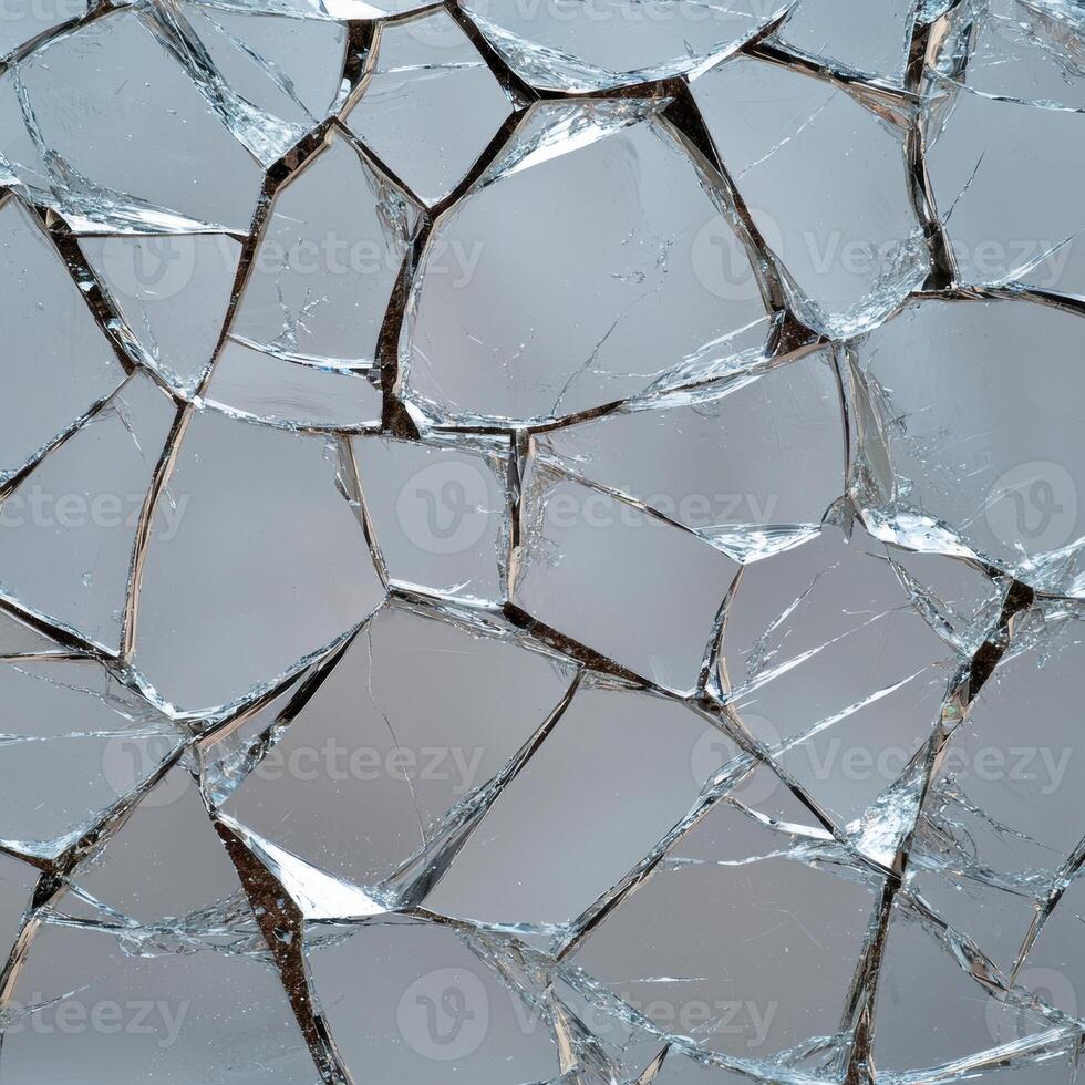 A shattered mirror with many fragments photo