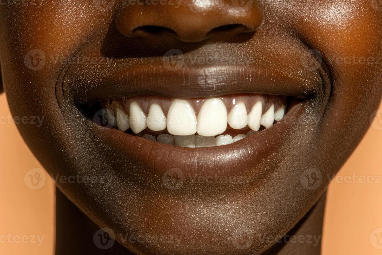 Close up of a womans smile with perfect white teeth photo