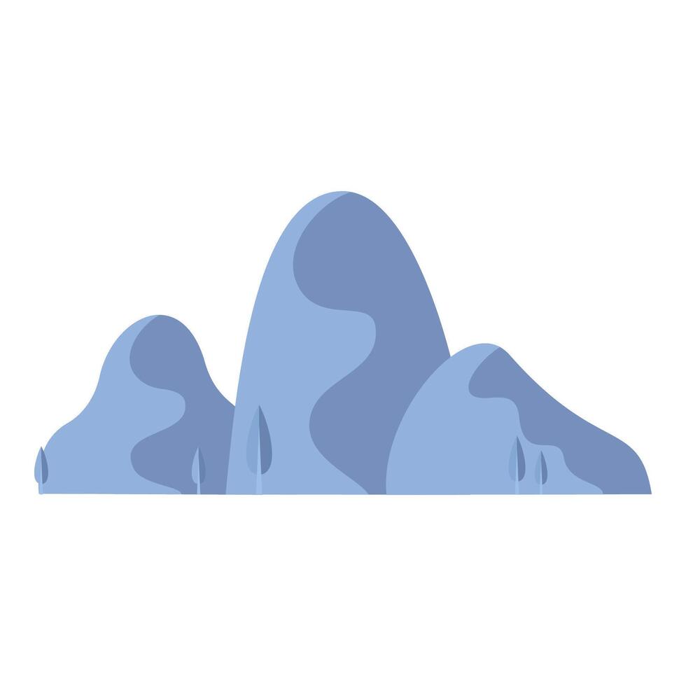 Mountain and rocks, green hills. Different mountains for nature landscape. Canyons and rock peaks, various decent elements. vector