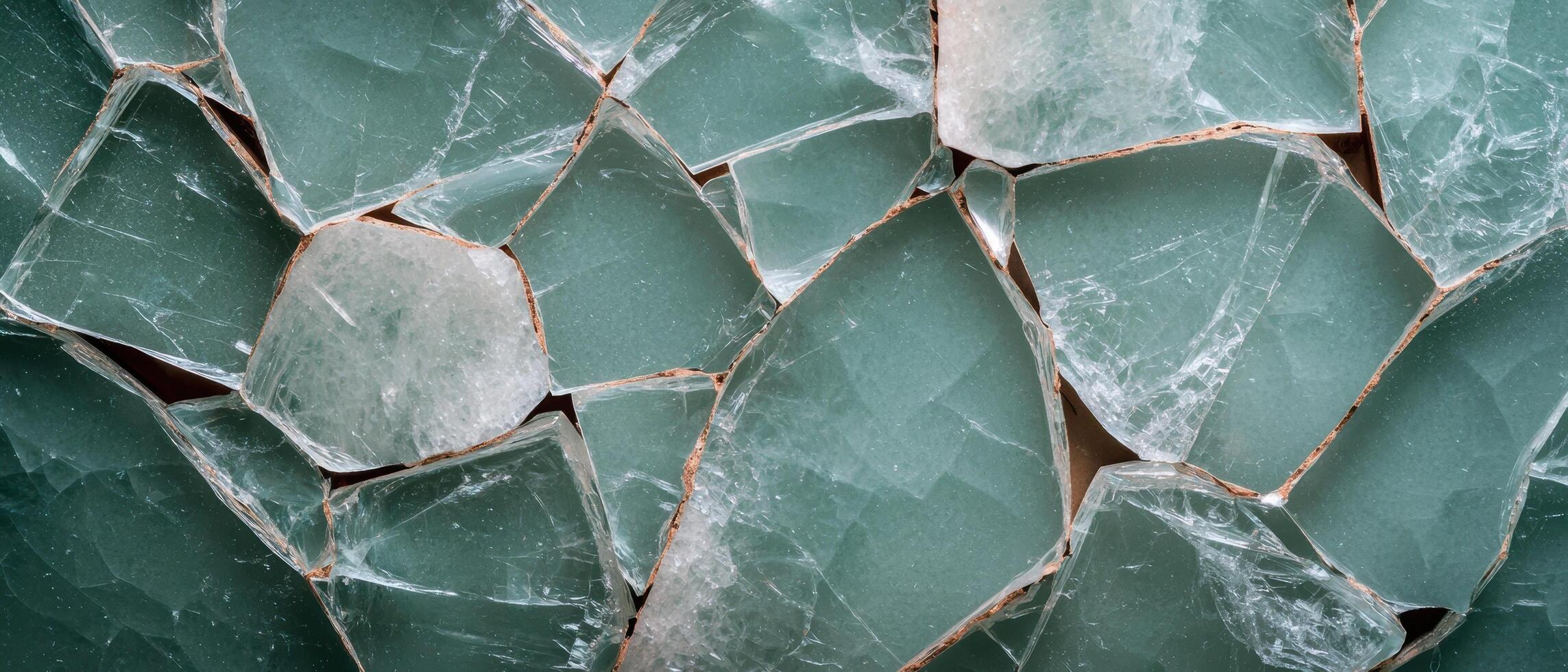 Abstract background of shattered turquoise glass pieces photo
