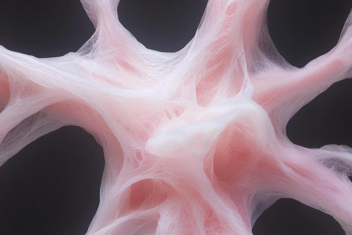 Abstract pink and white cotton candy structure on black background photo