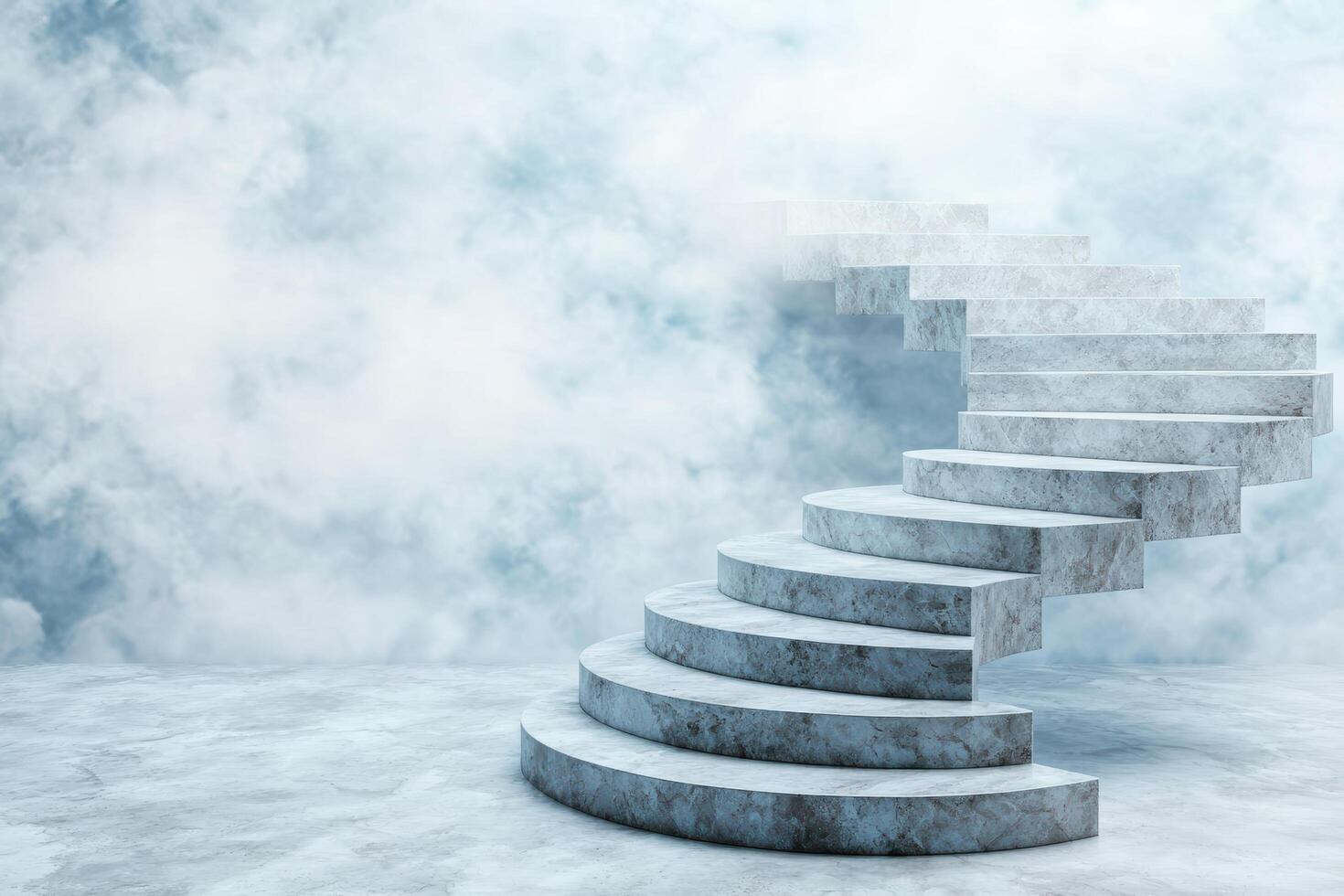 Marble staircase leading up into the clouds photo