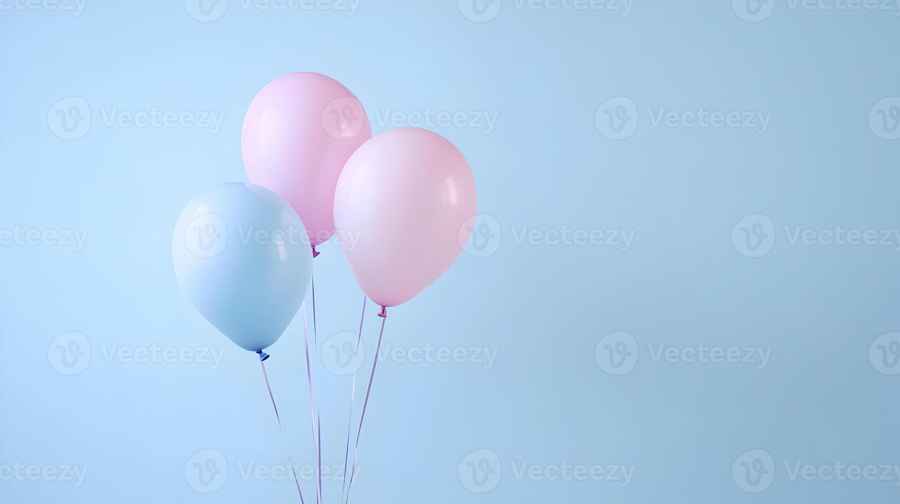 Pastel Balloons on Light Blue Background Perfect for Celebrations and Parties photo