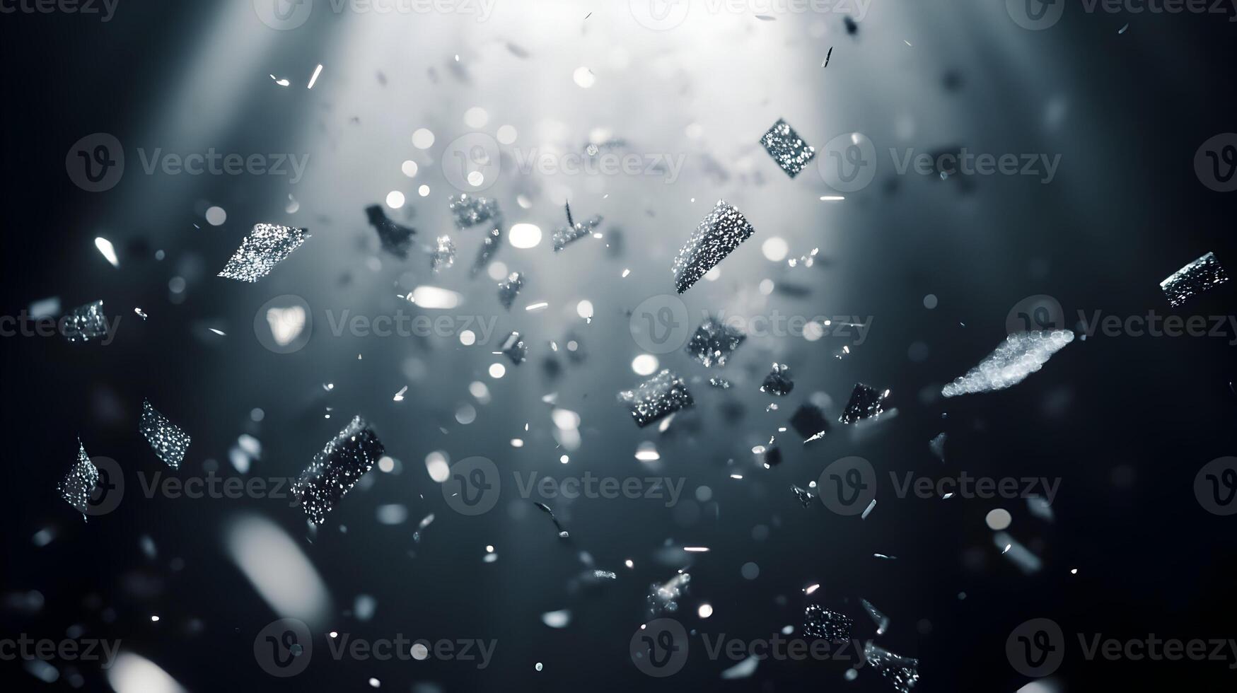 Abstract Falling Shards and Bokeh Lights Creating a Dreamy and Mysterious Ambience photo