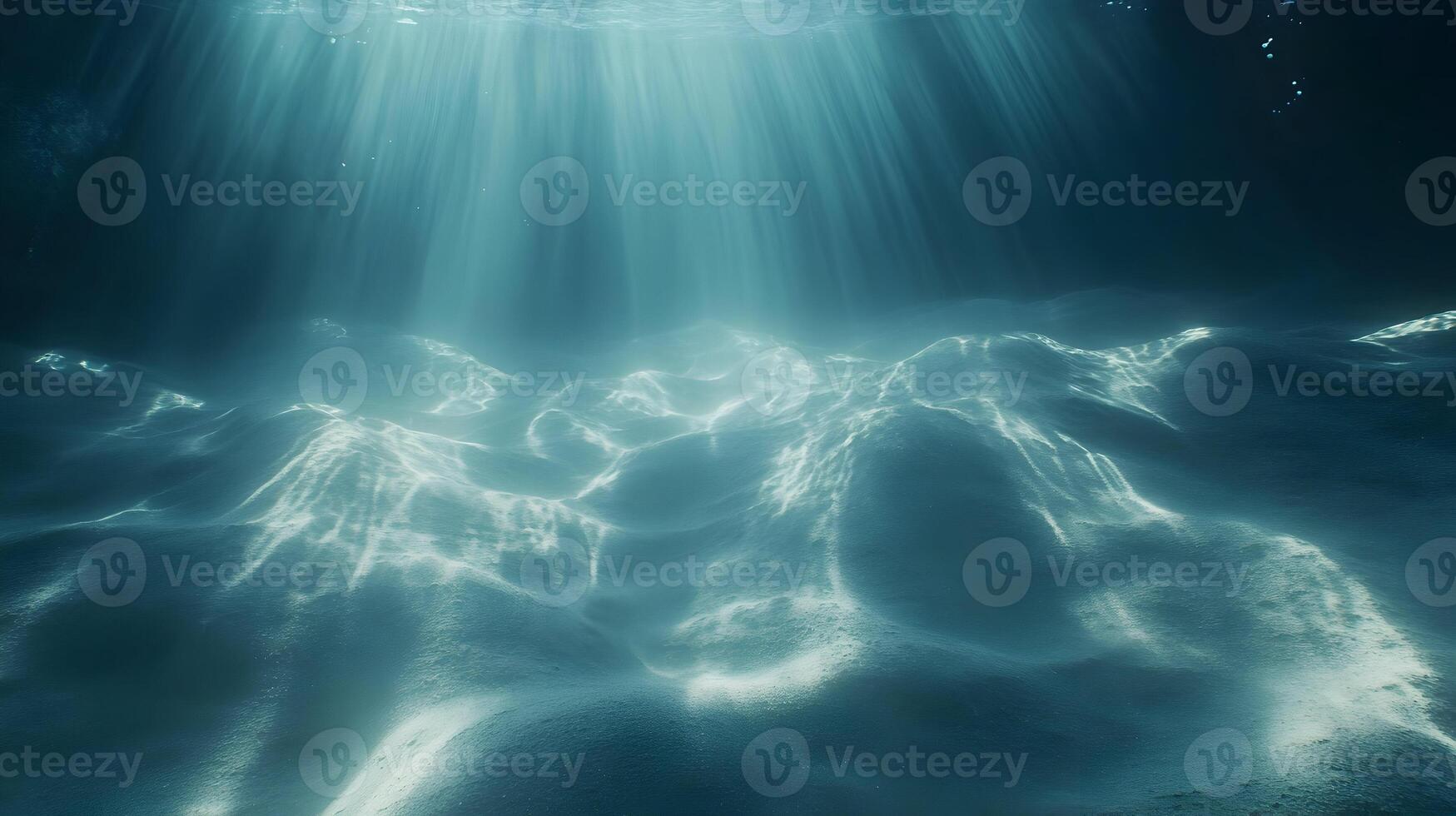 Underwater Sunlight Illuminating the Seabed Creating a Mesmerizing Ocean Scape Scene photo