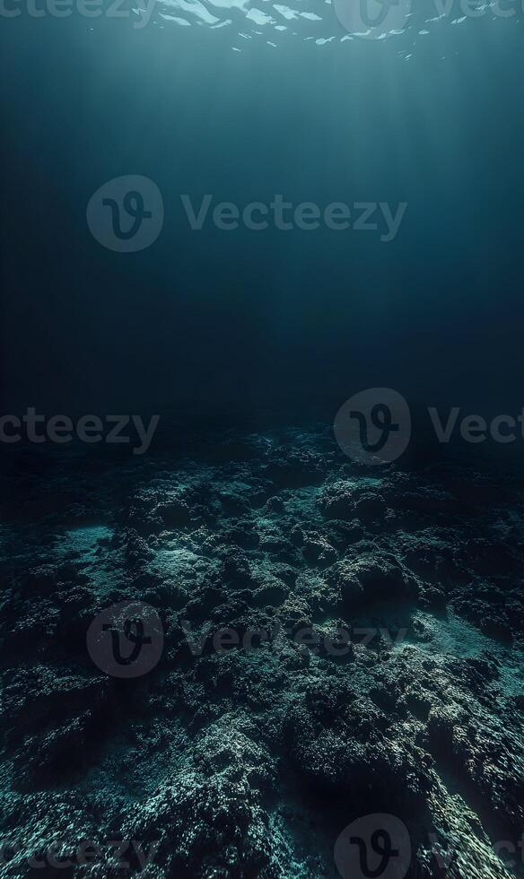 A mesmerizing underwater scene capturing the serene depths of the ocean and seabed detail photo
