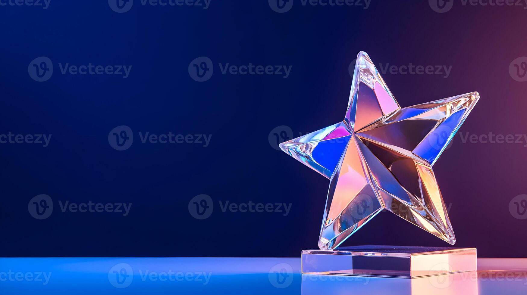 Captivating crystal star trophy against vibrant gradient background evoking celebration photo