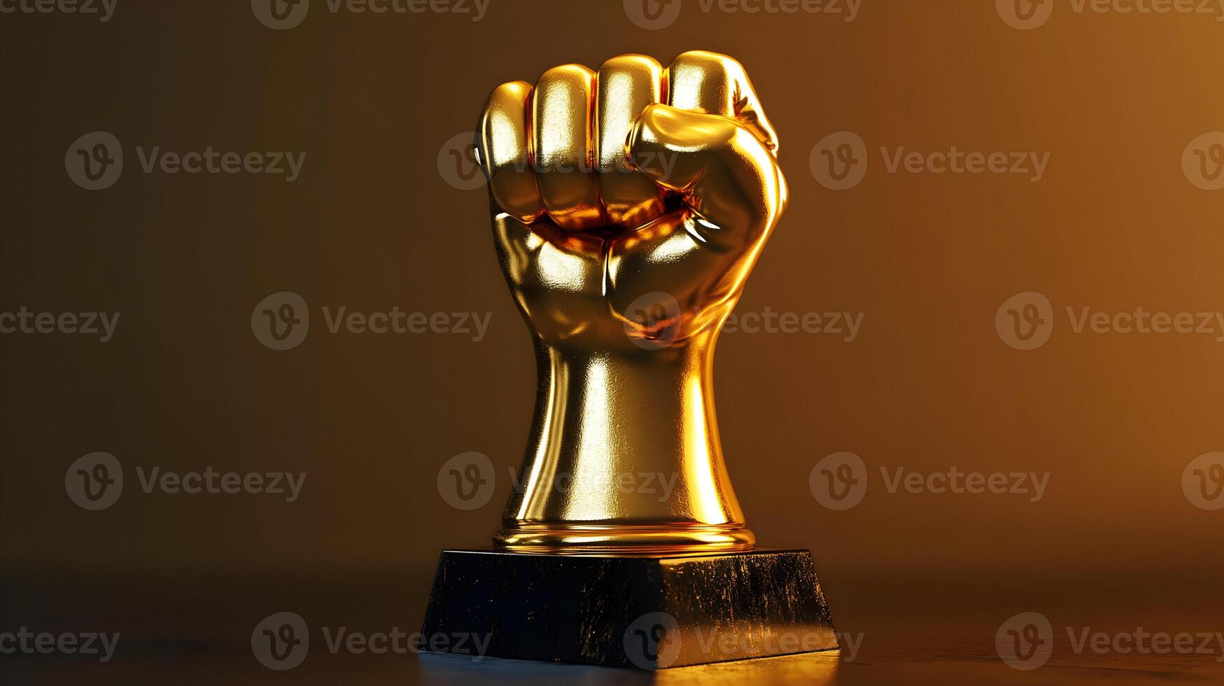 Golden fist trophy symbolizing strength, achievement, and success in competition photo