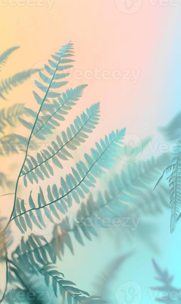 Pastel Dream Ferns, A Soft, Ethereal Close-Up of Delicate Fronds with Dreamy Gradient photo