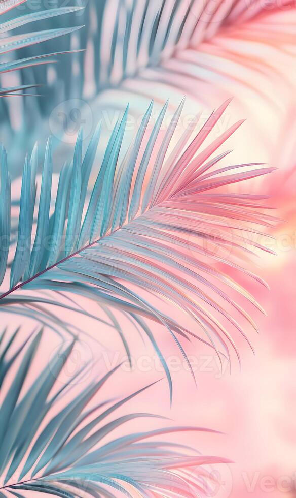 Soft pastel tropical leaves with a dreamy aesthetic perfect for backgrounds and design photo