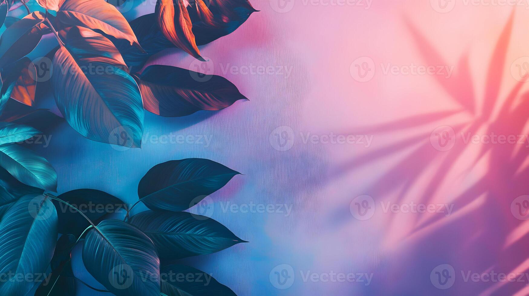 Tropical leaf texture on colorful background, nature beauty with pastel colors photo