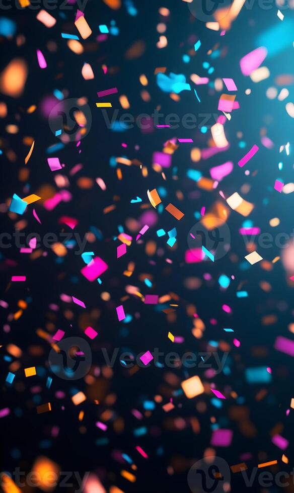 Vibrant confetti explosion creating a festive abstract background for celebration photo