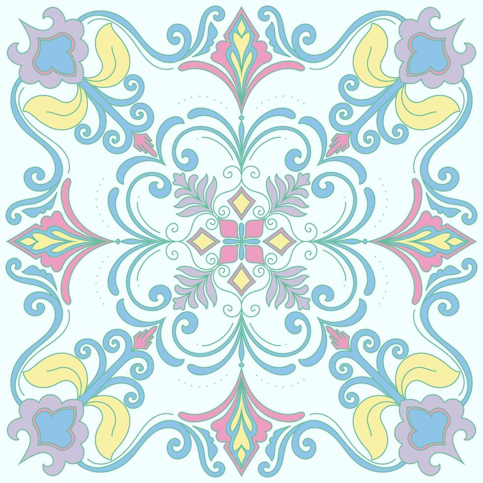 Intricate Pastel Mandalas Artistic Prints for Scarves, Rugs, and Mats vector
