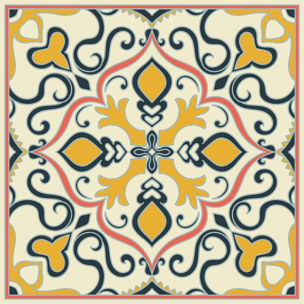 Geometric Square Border Vibrant Abstract Pattern for Textiles and Decor vector