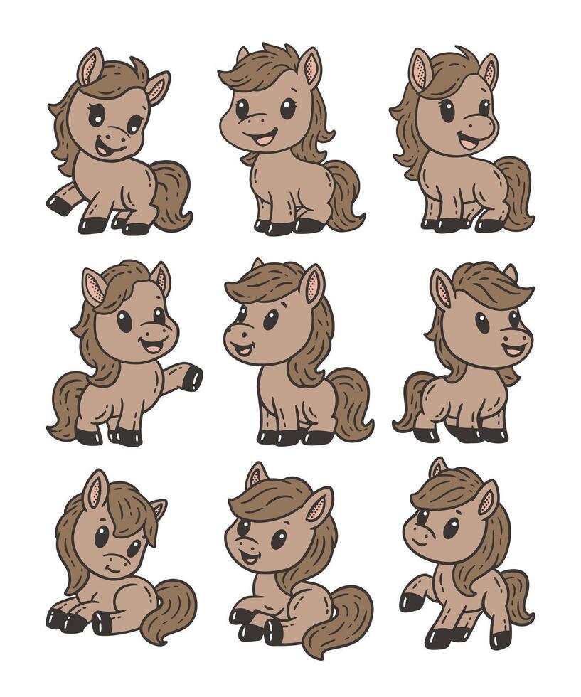 Cute Horse Doodle Style Illustration vector