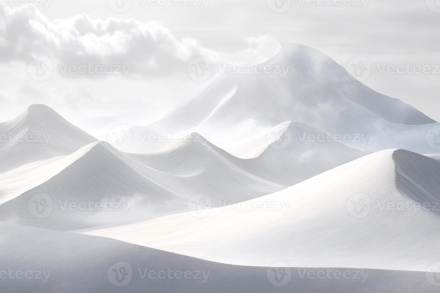 White sand dunes landscape creating a surreal and minimalist scenery under a cloudy sky photo