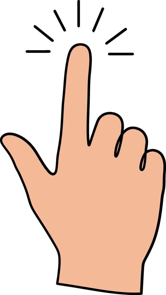 Hand pointing upwards in a minimalist style with rays of light around it showcasing a gesture of emphasis and positivity illustration vector