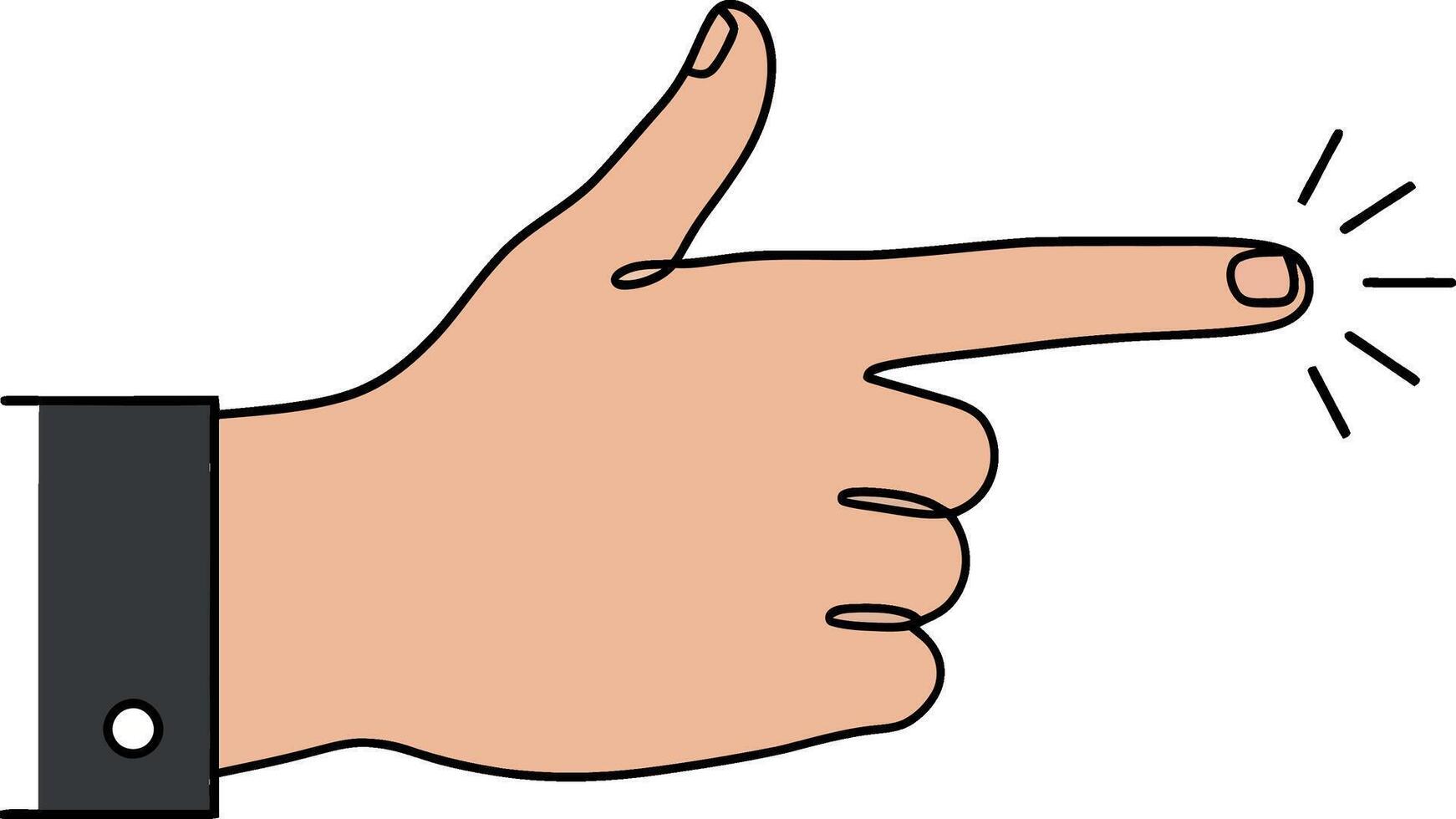 Hand pointing with emphasis in a minimal flat design style, showcasing engagement and interaction in art vector