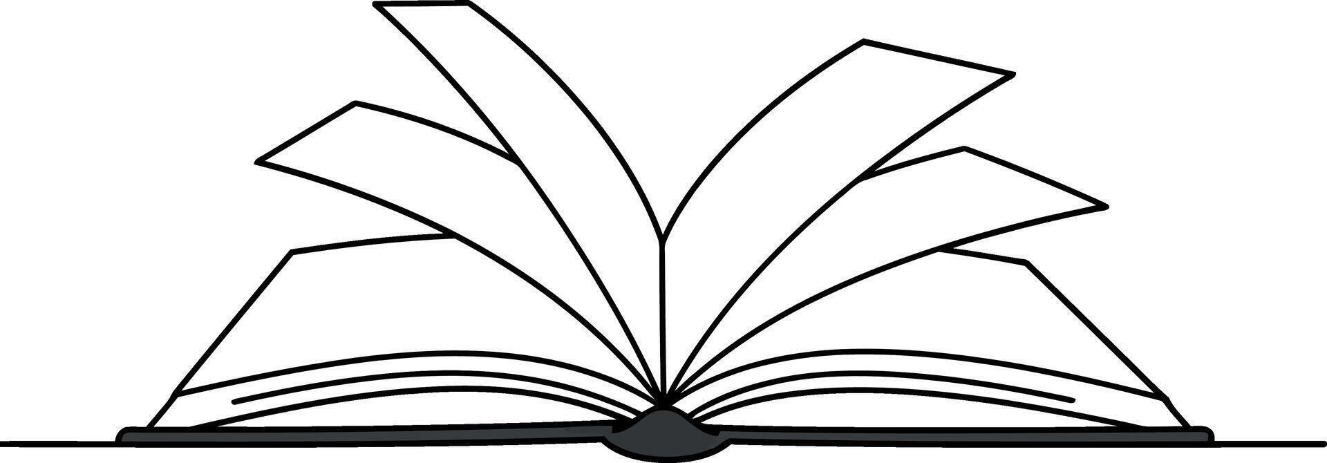 Open book with pages fanned out in a simple, minimal design showcasing the beauty of reading in art vector