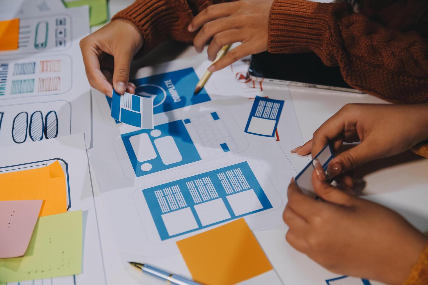 Two people working on a design project photo