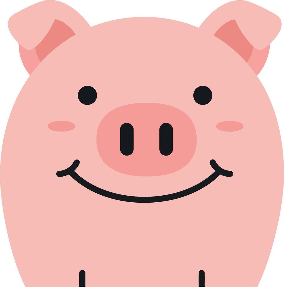 Happy cartoon pig with a cheerful expression in a flat illustration style vector