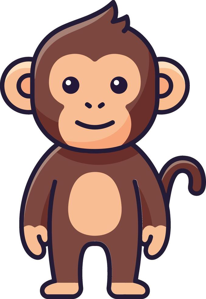 Cute cartoon monkey character in flat design style with joyful expression in art vector