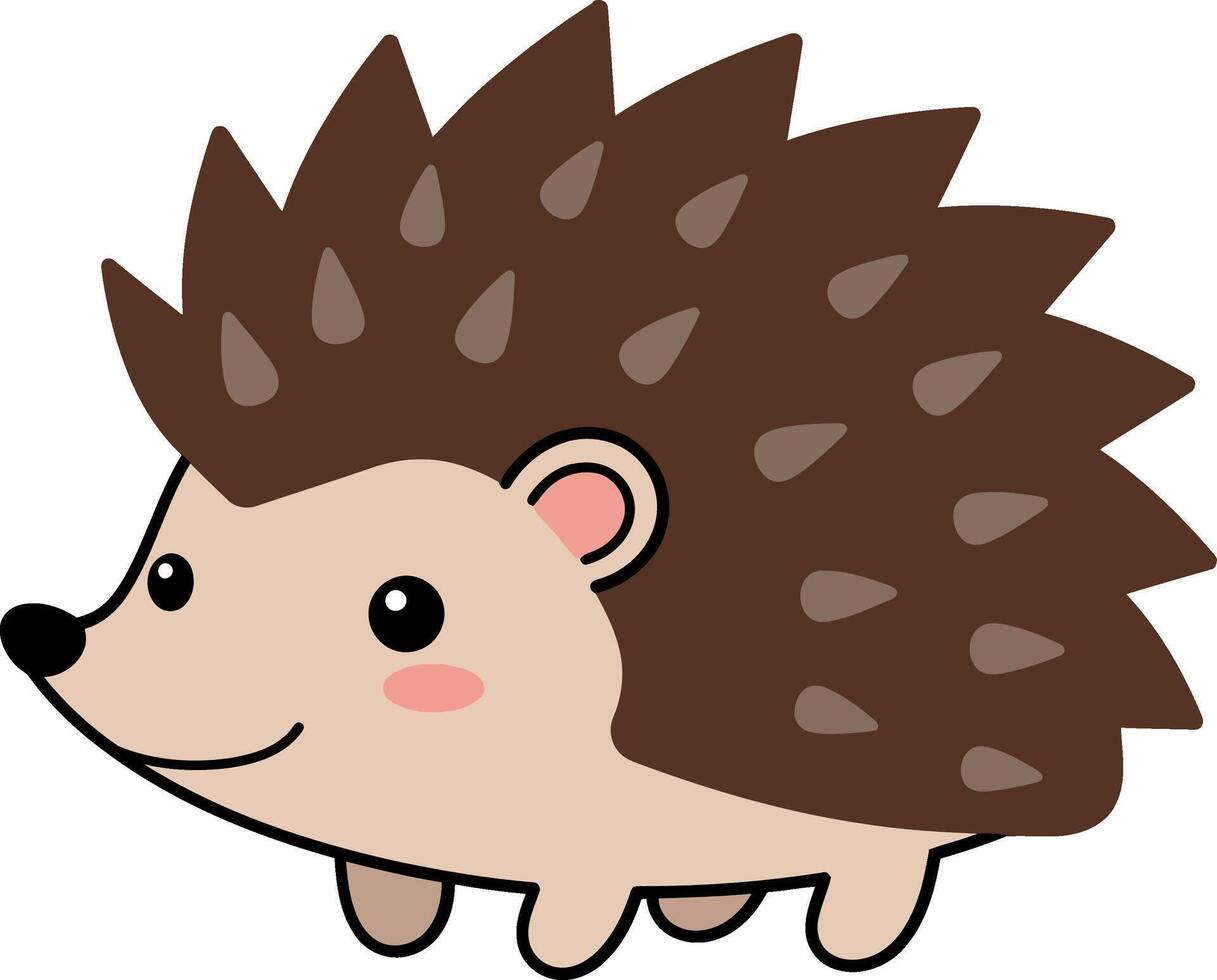 Cute hedgehog character with a playful expression in a minimal flat design illustration vector