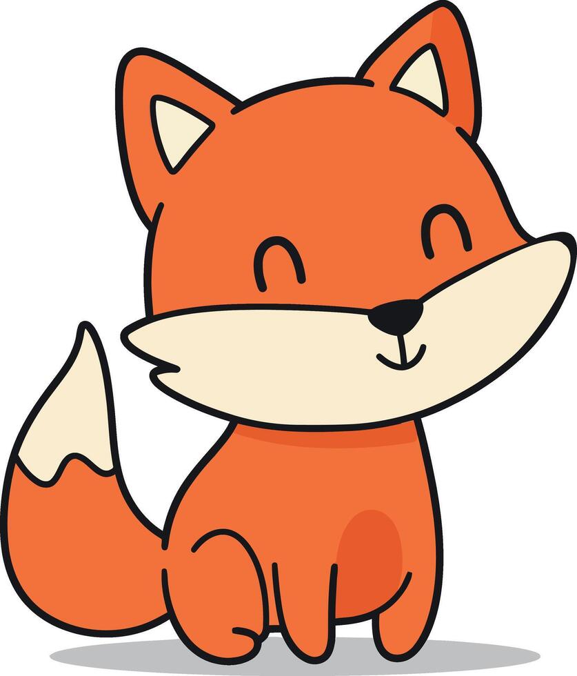 Adorable orange fox character with a cheerful expression in flat art style vector