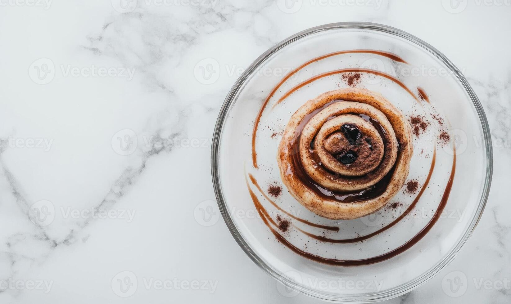A cinnamon roll is sitting on a plate photo