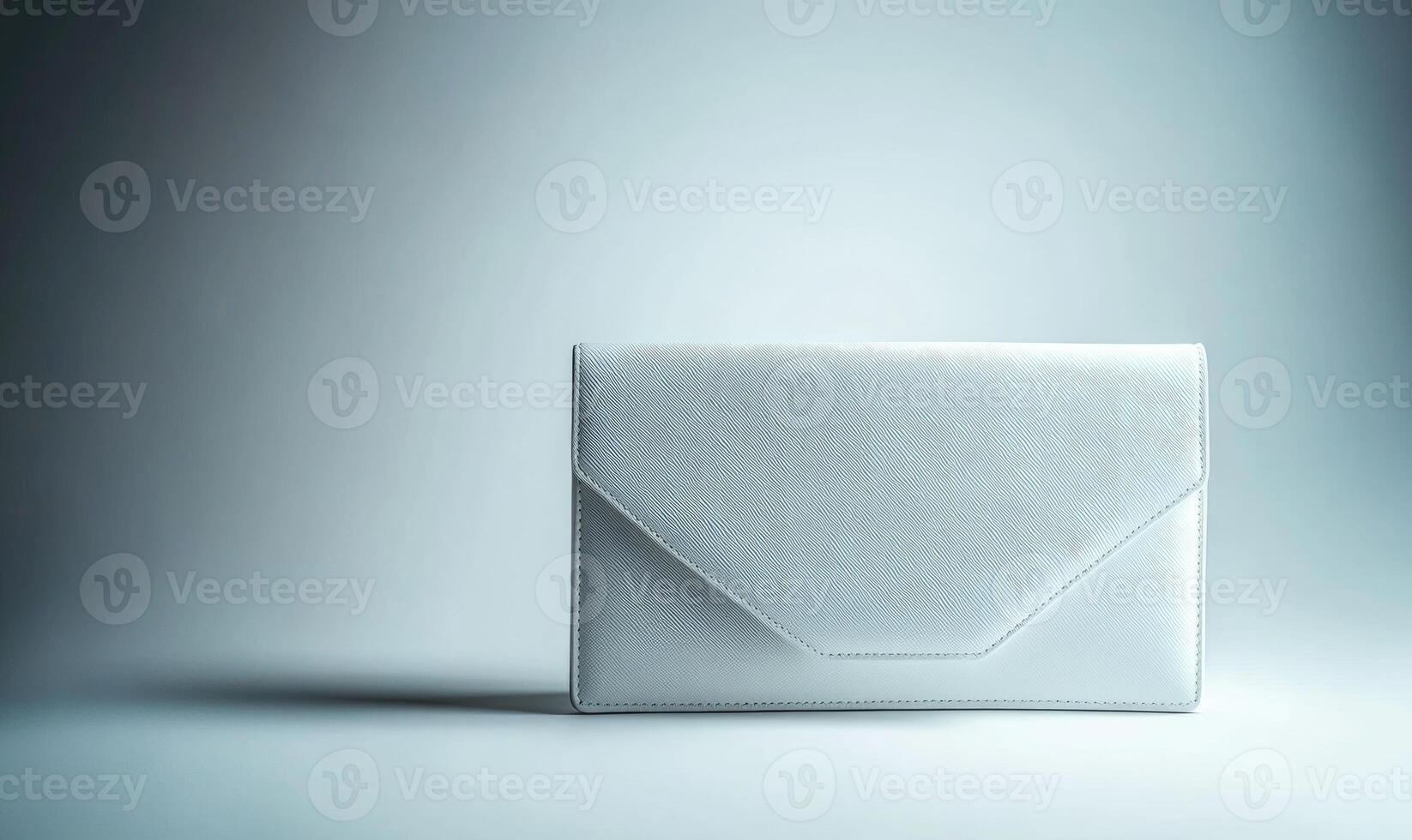 white leather envelope on a gray background photo