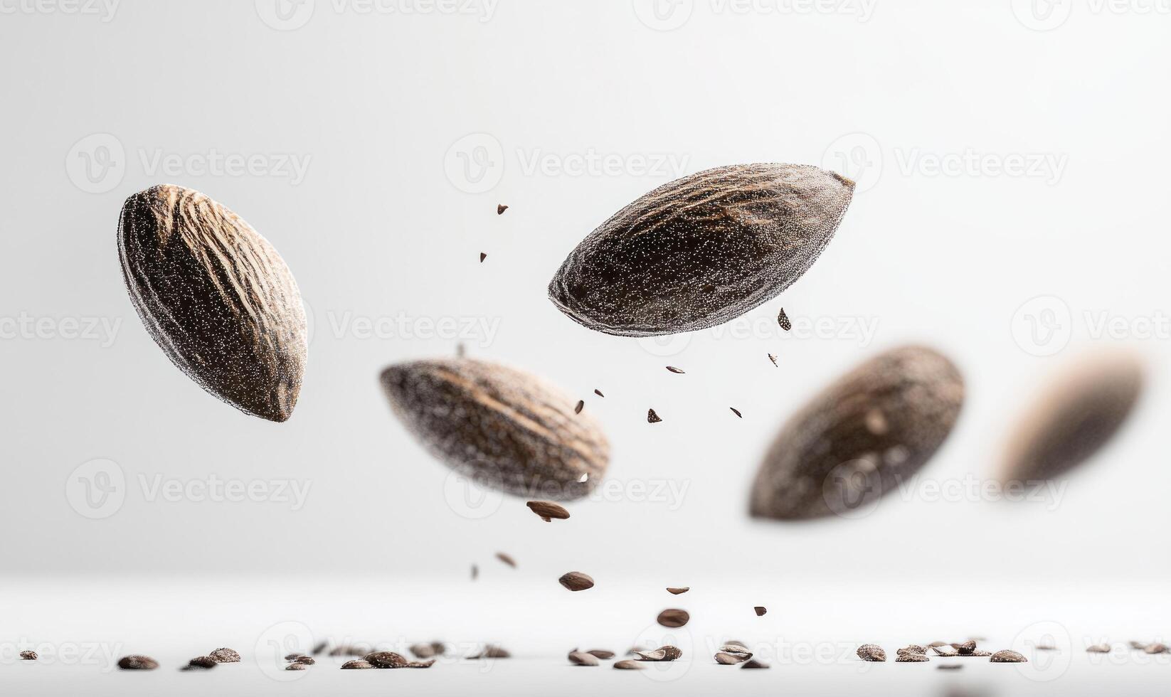 Nuts dynamic photo on white