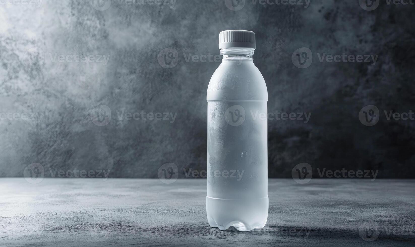 a plastic bottle of water on a table photo
