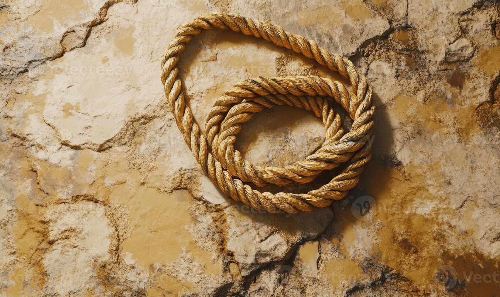 A rope is laying on a rock photo