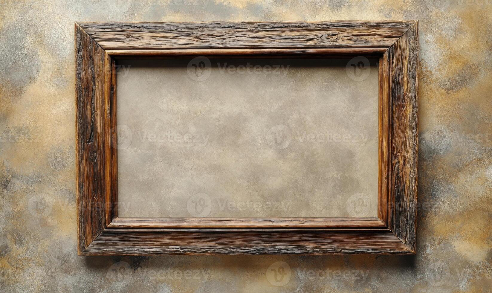 an empty wooden frame on a wall photo