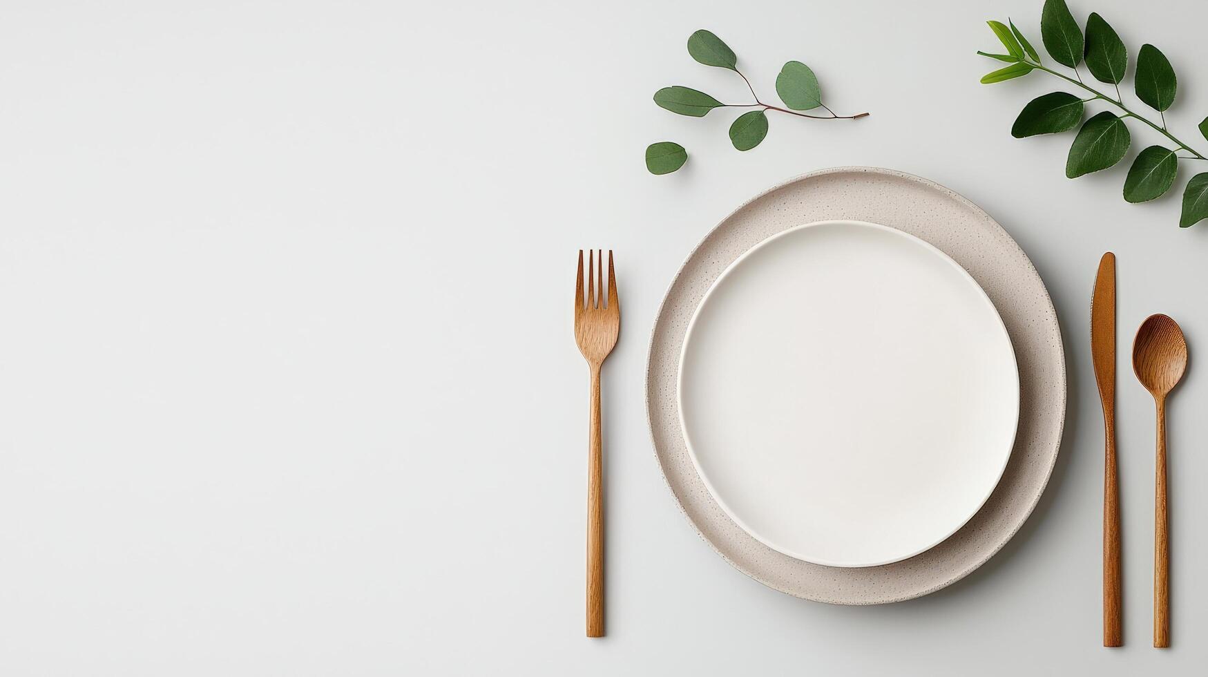 A white plate with a fork and knife on it photo
