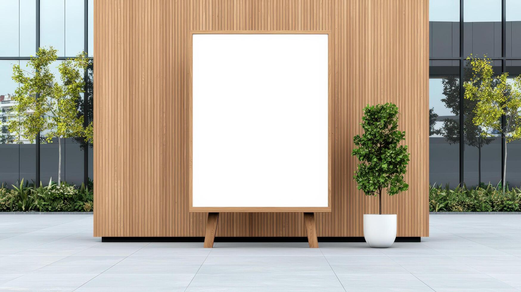 A white board is on a wooden wall photo