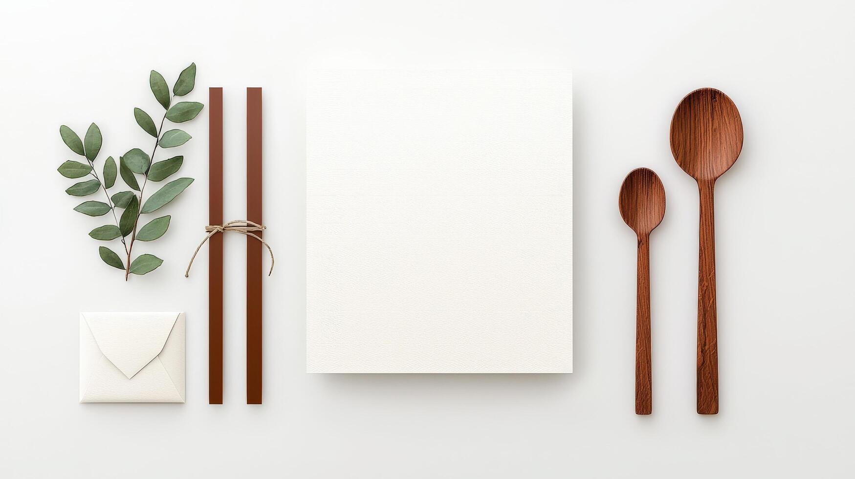A white box with a spoon and two sticks on top of it photo