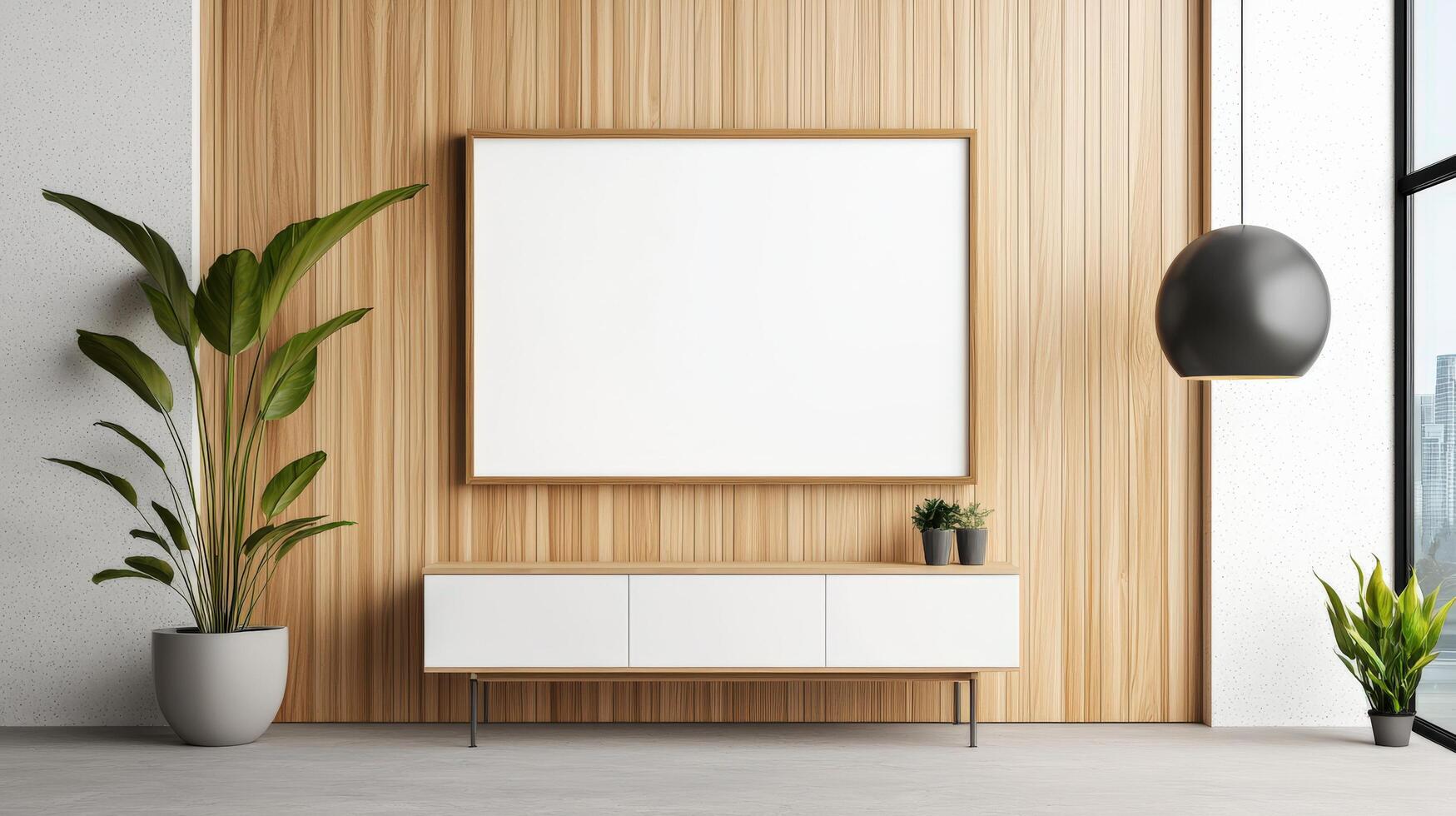 A white wall with a large white television on it photo
