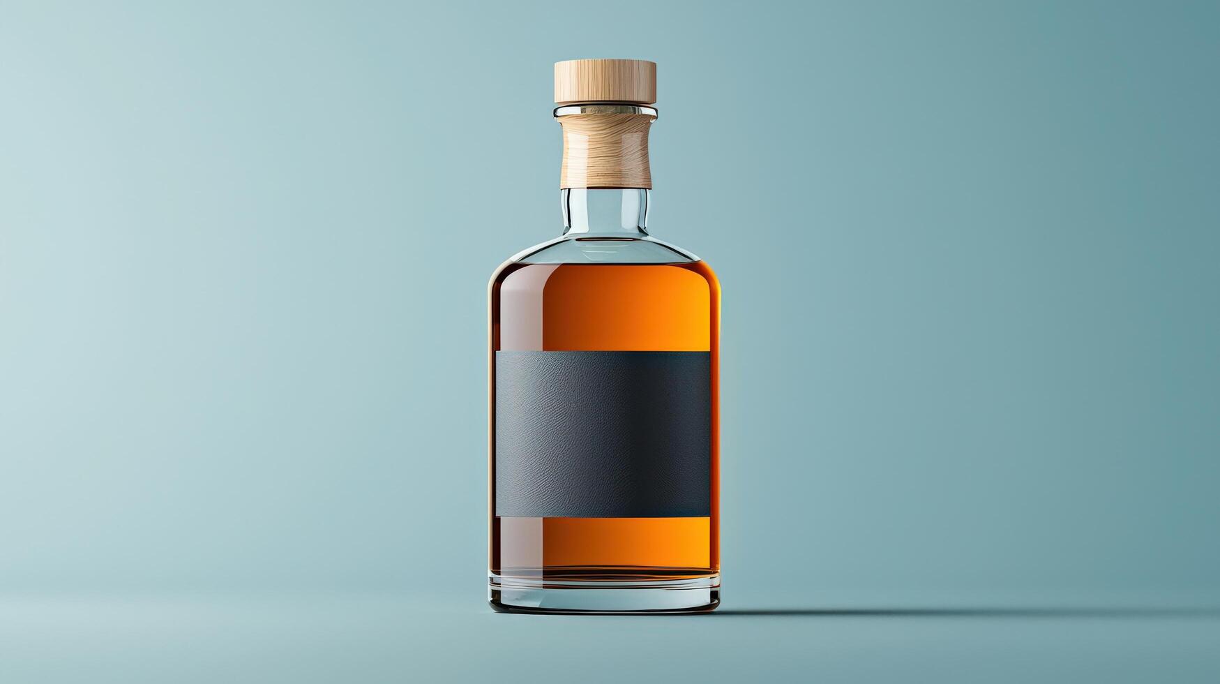 A bottle of liquor with a cork stopper photo