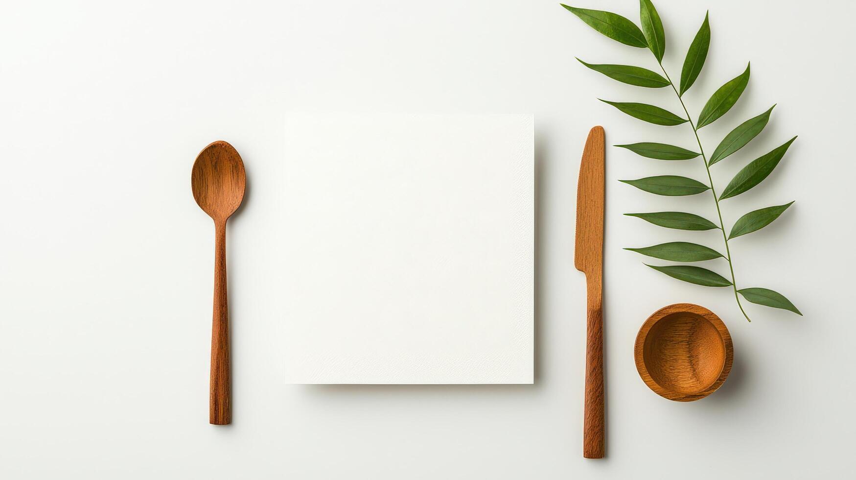 A white paper with a knife and spoon on it photo