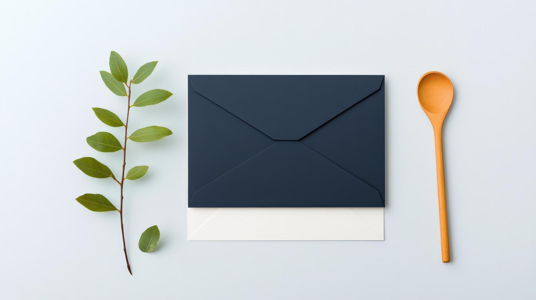 A blue envelope with a spoon on top of it photo