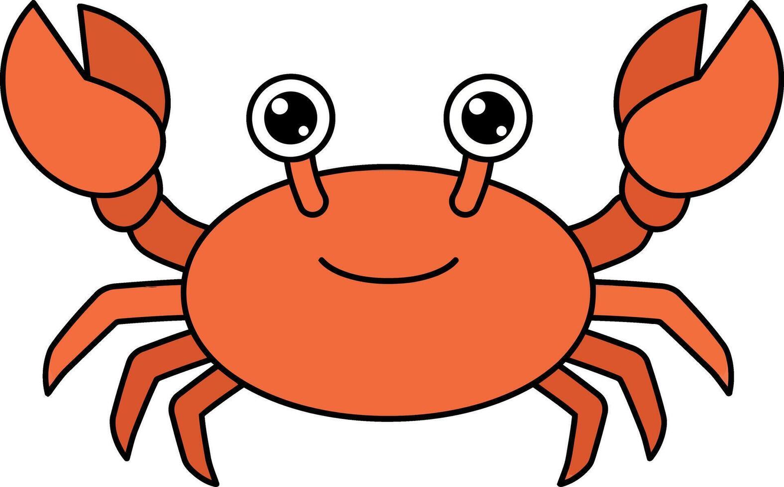 Cute smiling crab character with exaggerated features in a flat design style illustration vector